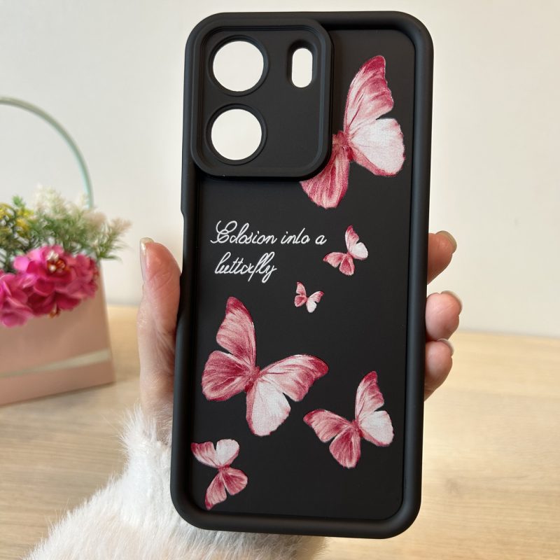 Чохол для xiaomi redmi 13c 4g силіконовий з малюнком TPU Pictures Case чорний з метеликами