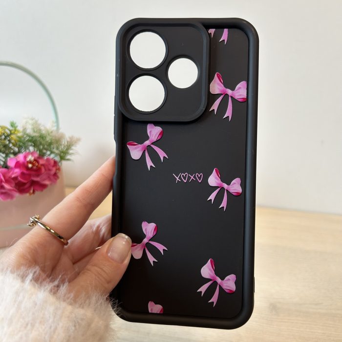 Чехол для Xiaomi redmi 13 4g силиконовый с рисунком TPU Pictures Case черный с бантиками - Зображення 2