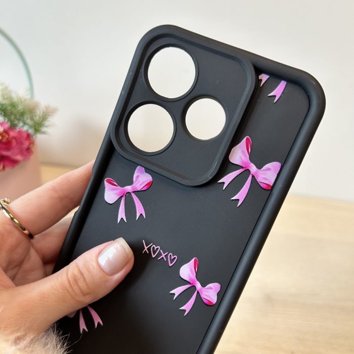 Чехол для Xiaomi redmi 13 4g силиконовый с рисунком TPU Pictures Case черный с бантиками - Зображення 6
