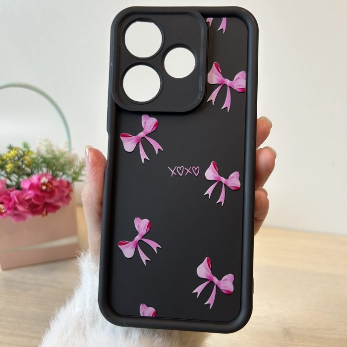 Чехол для Xiaomi redmi 13 4g силиконовый с рисунком TPU Pictures Case черный с бантиками - Зображення 3