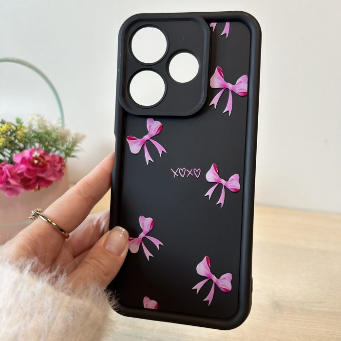 Чехол для Xiaomi redmi 13 4g силиконовый с рисунком TPU Pictures Case черный с бантиками - Зображення 4