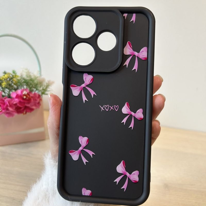 Чехол для Xiaomi redmi 13 4g силиконовый с рисунком TPU Pictures Case черный с бантиками