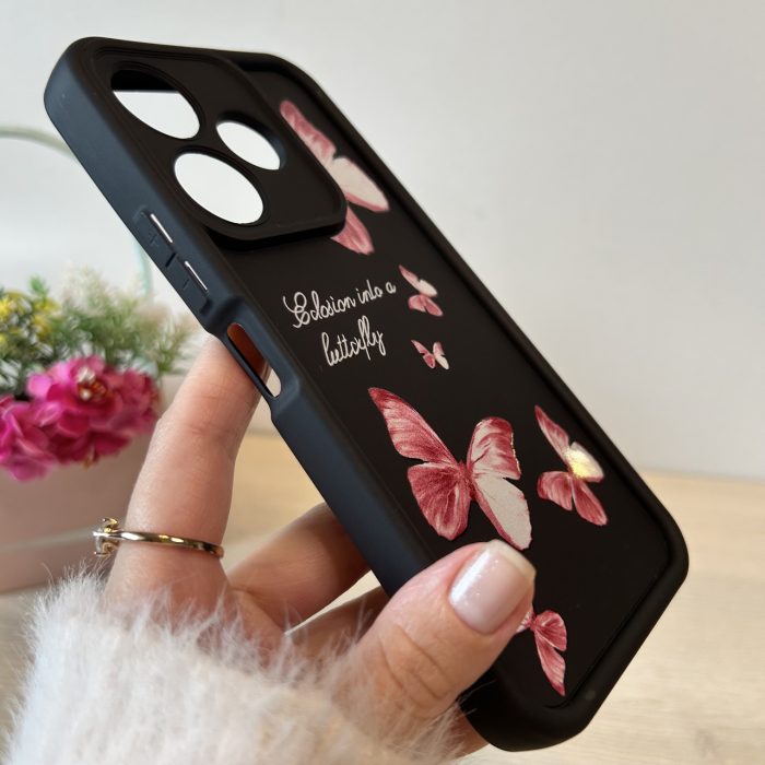 Чохол для Xiaomi redmi 13 4g силіконовий з малюнком TPU Pictures Case чорний з метеликами - Зображення 6