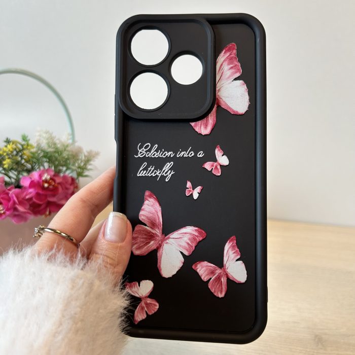 Чохол для Xiaomi redmi 13 4g силіконовий з малюнком TPU Pictures Case чорний з метеликами - Зображення 4