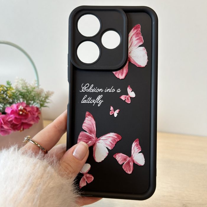 Чохол для Xiaomi redmi 13 4g силіконовий з малюнком TPU Pictures Case чорний з метеликами - Зображення 3