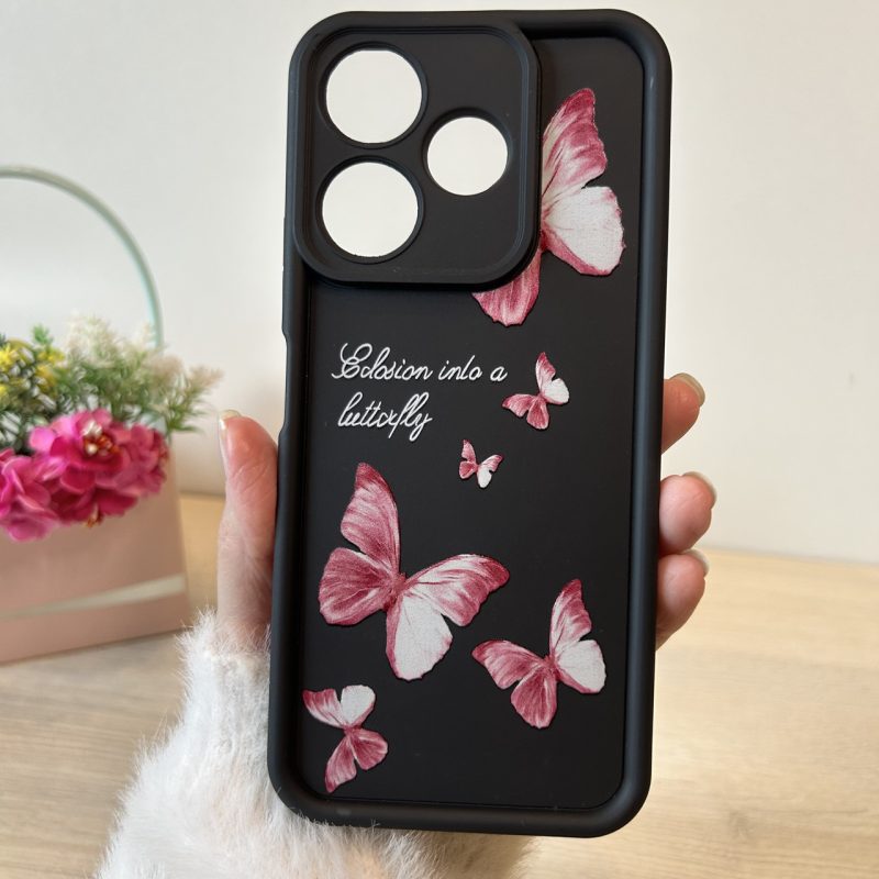 Чохол для Xiaomi redmi 13 4g силіконовий з малюнком TPU Pictures Case чорний з метеликами