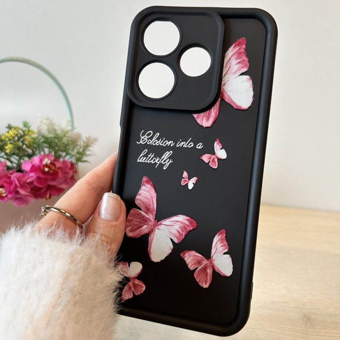 Чохол для Xiaomi redmi 13 4g силіконовий з малюнком TPU Pictures Case чорний з метеликами - Зображення 2