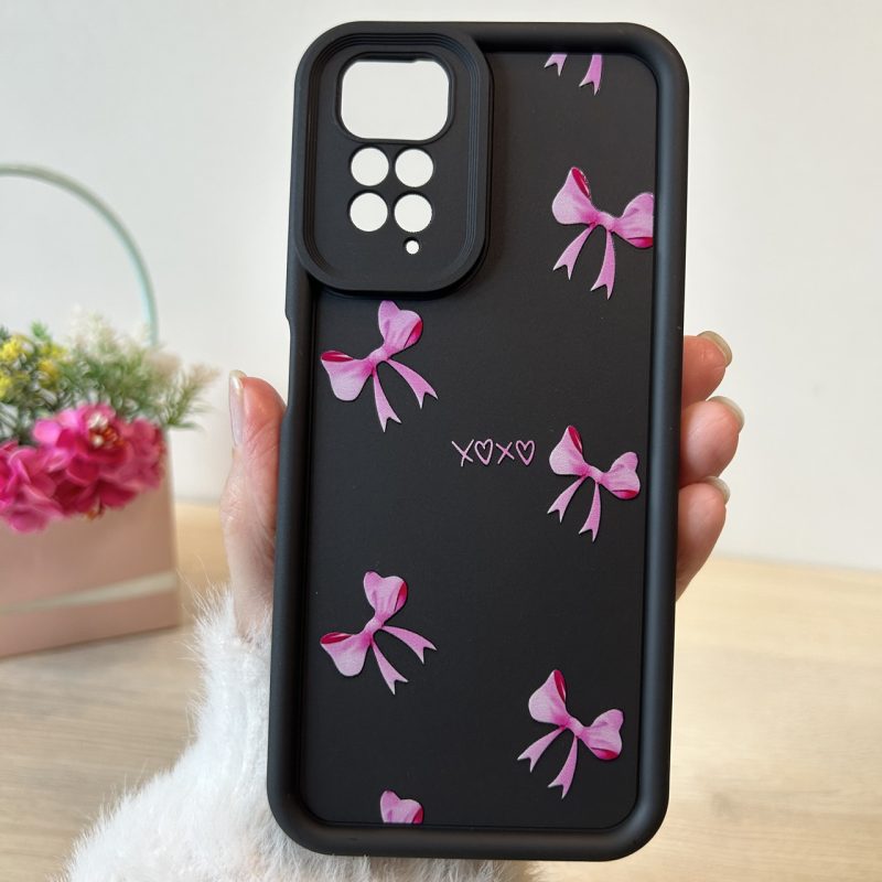 Чехол для xiaomi redmi Note 11 4g / Note 11s силиконовый с рисунком TPU Pictures Case черный с бантиками