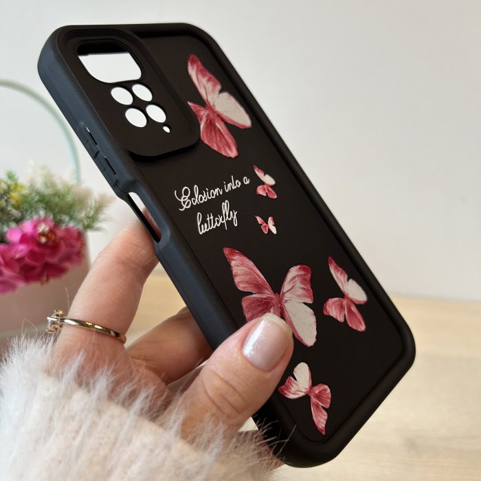 Чохол для xiaomi redmi Note 11 4g / Note 11s силіконовий з малюнком TPU Pictures Case чорний з метеликами - Зображення 4
