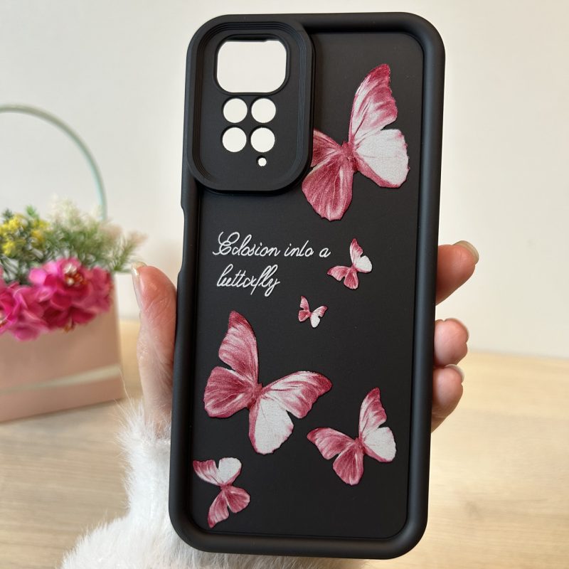 Чохол для xiaomi redmi Note 11 pro силіконовий з малюнком TPU Pictures Case чорний з метеликами