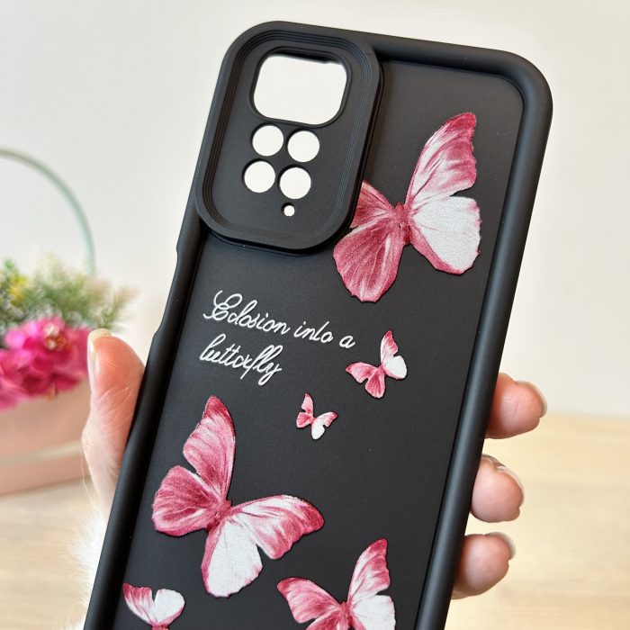 Чохол для xiaomi redmi Note 11 4g / Note 11s силіконовий з малюнком TPU Pictures Case чорний з метеликами - Зображення 7