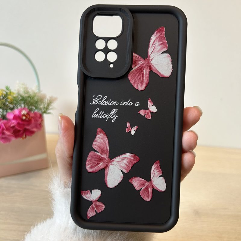 Чохол для xiaomi redmi Note 11 4g / Note 11s силіконовий з малюнком TPU Pictures Case чорний з метеликами