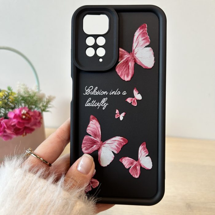 Чохол для xiaomi redmi Note 11 4g / Note 11s силіконовий з малюнком TPU Pictures Case чорний з метеликами - Зображення 3