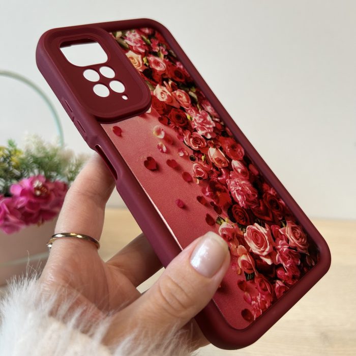Чохол для xiaomi redmi Note 11 4g / Note 11s силіконовий з малюнком TPU Pictures Case бордо з трояндами - Зображення 5