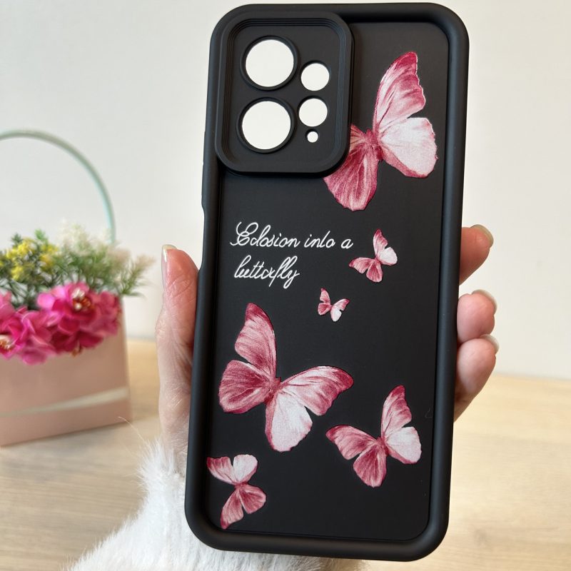 Чохол на xiaomi redmi Note 12 4g силіконовий з малюнком TPU Pictures Case чорний з метеликами