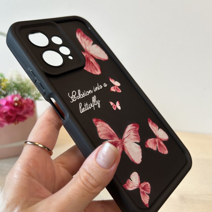 Чохол на xiaomi redmi Note 12 4g силіконовий з малюнком TPU Pictures Case чорний з метеликами - Зображення 4