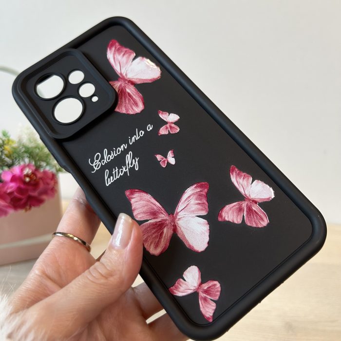 Чохол на xiaomi redmi Note 12 4g силіконовий з малюнком TPU Pictures Case чорний з метеликами - Зображення 3
