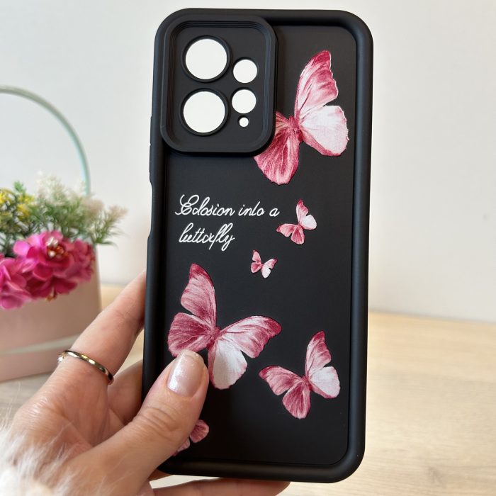 Чохол на xiaomi redmi Note 12 4g силіконовий з малюнком TPU Pictures Case чорний з метеликами - Зображення 2