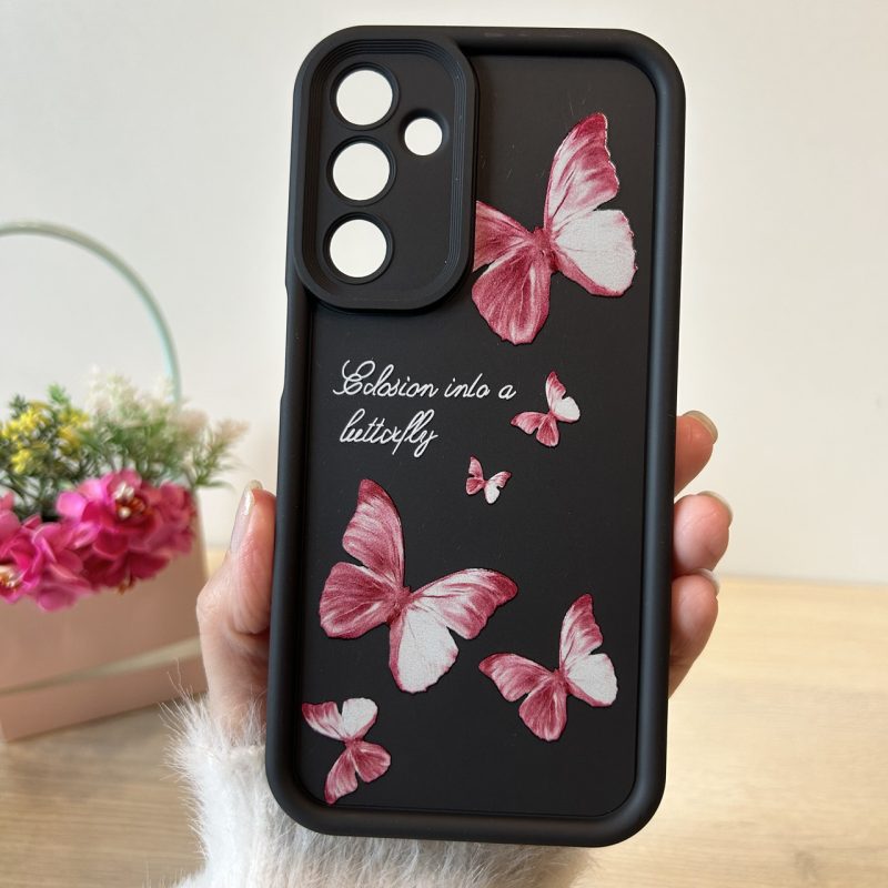 Чохол для Samsung a36 5g силіконовий з малюнком TPU Pictures Case чорний з метеликами