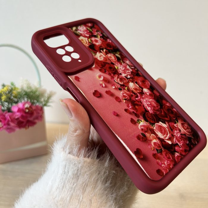Чехол для xiaomi redmi Note 11 pro силиконовый с рисунком TPU Pictures Case бордо с розами - Зображення 5