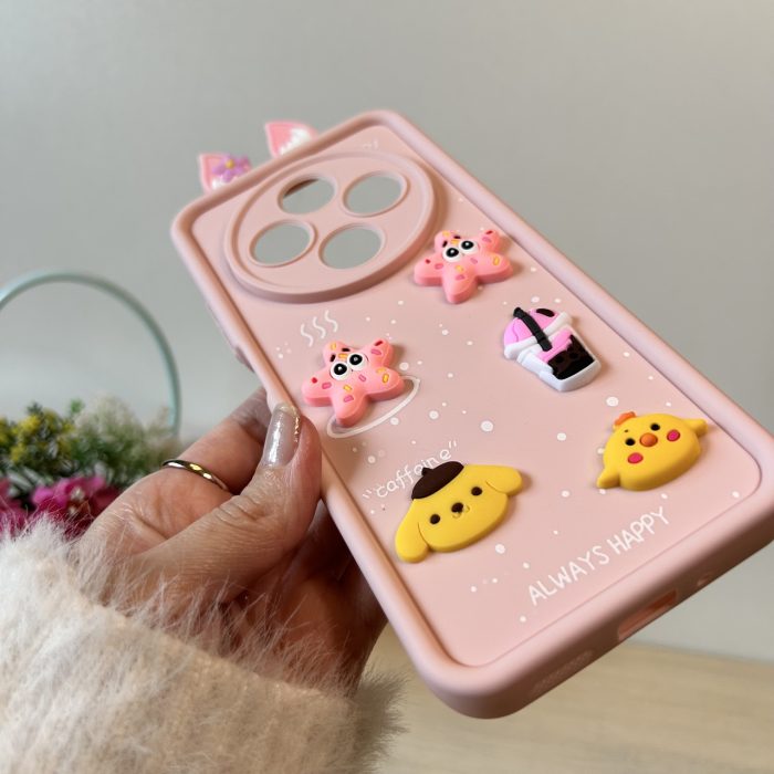 Чохол для Poco c75 силіконовий з 3-D наклейками та вушками TPU Toys Case (рожевий) - Зображення 6