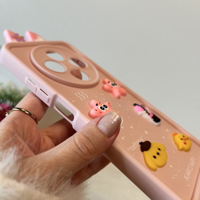 Чохол для Poco c75 силіконовий з 3-D наклейками та вушками TPU Toys Case (рожевий) - Зображення 9