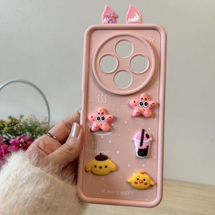 Чохол для Poco c75 силіконовий з 3-D наклейками та вушками TPU Toys Case (рожевий) - Зображення 2