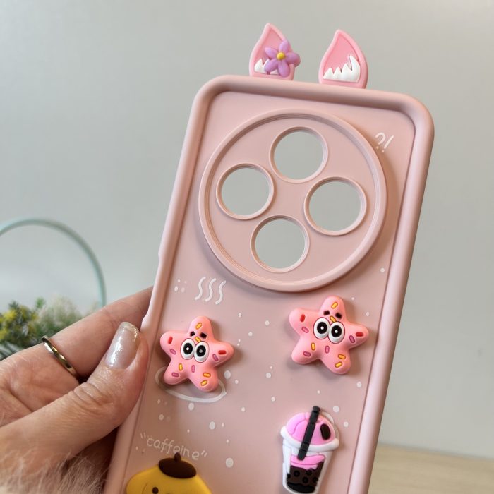 Чохол для Poco c75 силіконовий з 3-D наклейками та вушками TPU Toys Case (рожевий) - Зображення 8