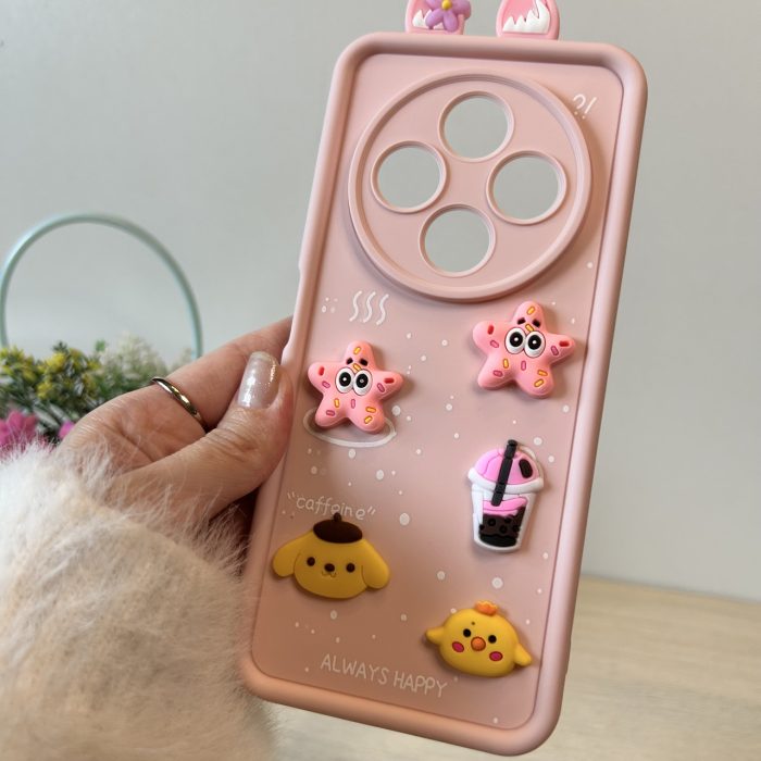 Чохол для Poco c75 силіконовий з 3-D наклейками та вушками TPU Toys Case (рожевий) - Зображення 3