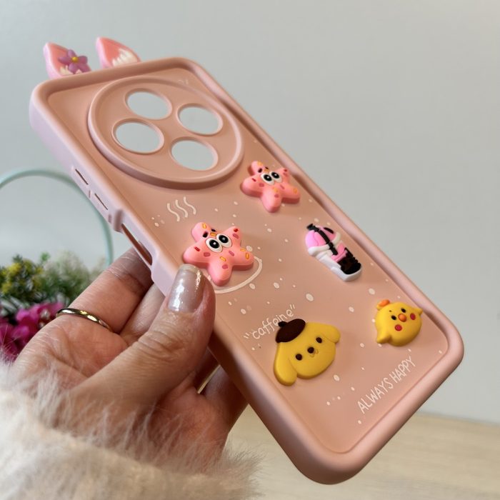 Чохол для Poco c75 силіконовий з 3-D наклейками та вушками TPU Toys Case (рожевий) - Зображення 4