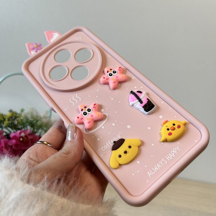 Чохол для Poco c75 силіконовий з 3-D наклейками та вушками TPU Toys Case (рожевий) - Зображення 7
