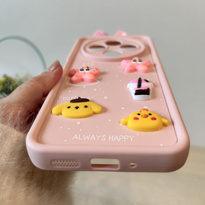 Чохол для xiaomi redmi 14c силіконовий дитячий з 3-D наклейками та вушками TPU Toys Case (рожевий) - Зображення 9