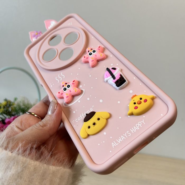 Чохол для Poco c75 силіконовий з 3-D наклейками та вушками TPU Toys Case (рожевий) - Зображення 5