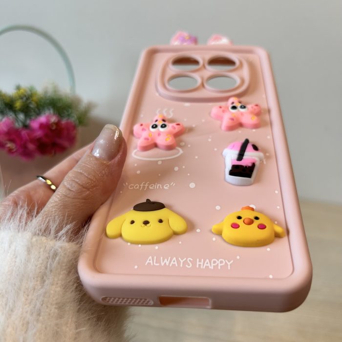 Чохол на xiaomi redmi Note 14 pro 5g силіконовий дитячий з 3-D наклейками та вушками TPU Toys Case (рожевий) - Зображення 9