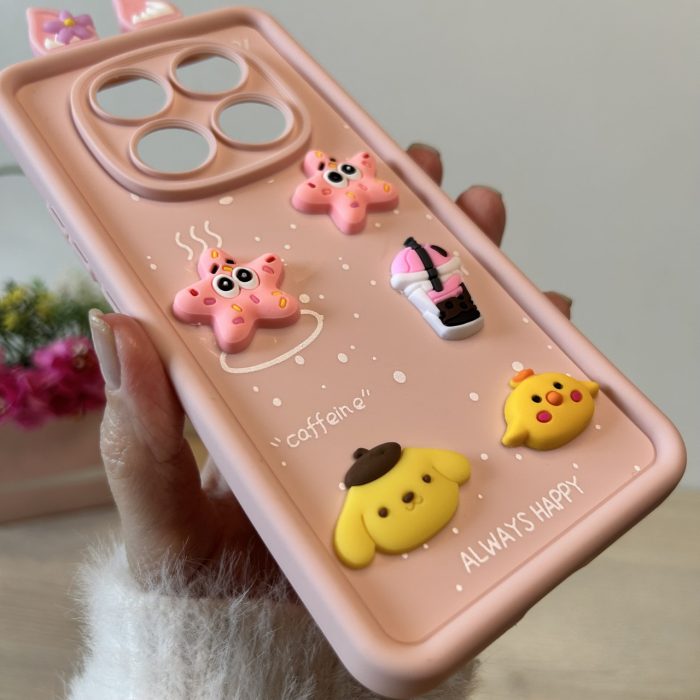 Чохол на xiaomi redmi Note 14 pro plus + 5g силіконовий дитячий з наклейками та вушками TPU Toys (рожевий) - Зображення 4