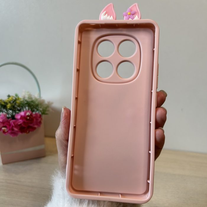 Чохол для xiaomi redmi Note 14 pro 4g силіконовий з 3d-наклейками та вушками Silicone Cover (рожевий) - Зображення 10