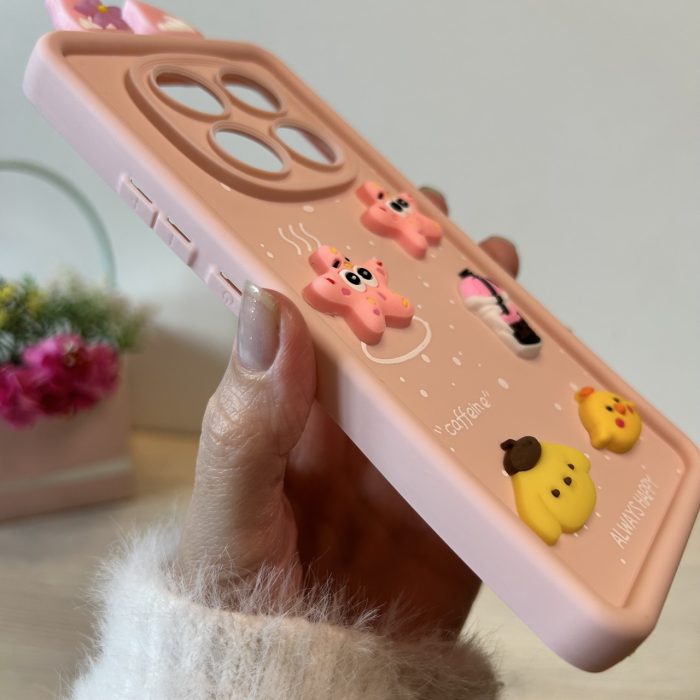 Чохол для xiaomi redmi Note 14 pro 4g силіконовий з 3d-наклейками та вушками Silicone Cover (рожевий) - Зображення 6