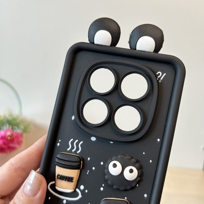 Чохол для xiaomi redmi Note 14 pro 4g силіконовий з 3d-наклейками та вушками Silicone Cover Full Camera (чорний) - Зображення 5