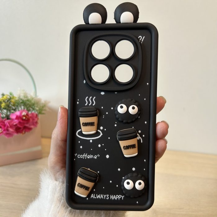 Чохол для xiaomi redmi Note 14 pro 4g силіконовий з 3d-наклейками та вушками Silicone Cover Full Camera (чорний) - Зображення 2