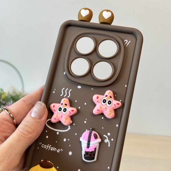 Чохол на xiaomi redmi Note 14 pro plus + 5g силіконовий дитячий з наклейками та вушками TPU Toys (коричневий) - Зображення 8