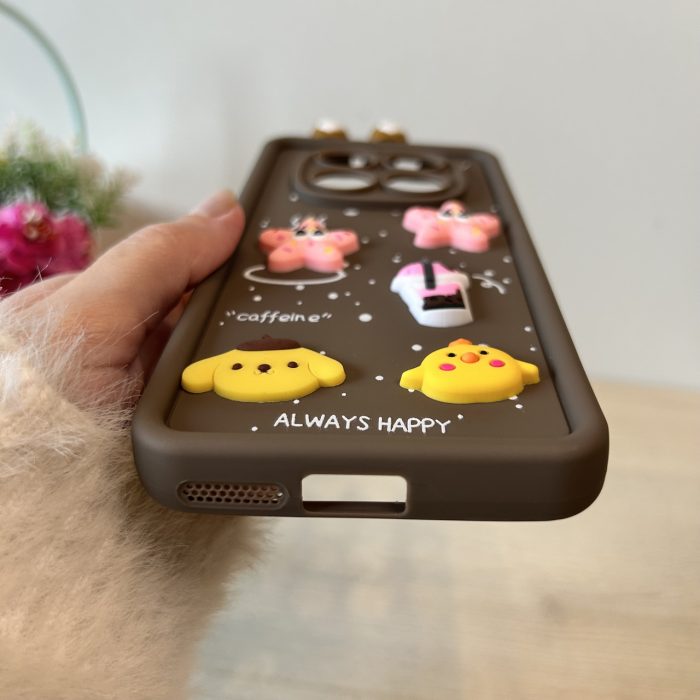 Чохол для xiaomi redmi Note 14 pro 4g силіконовий з 3d-наклейками та вушками Silicone Cover (коричневий) - Зображення 8