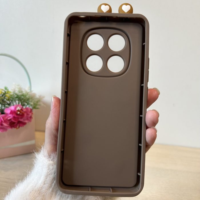 Чохол для xiaomi redmi Note 14 pro 4g силіконовий з 3d-наклейками та вушками Silicone Cover (коричневий) - Зображення 10