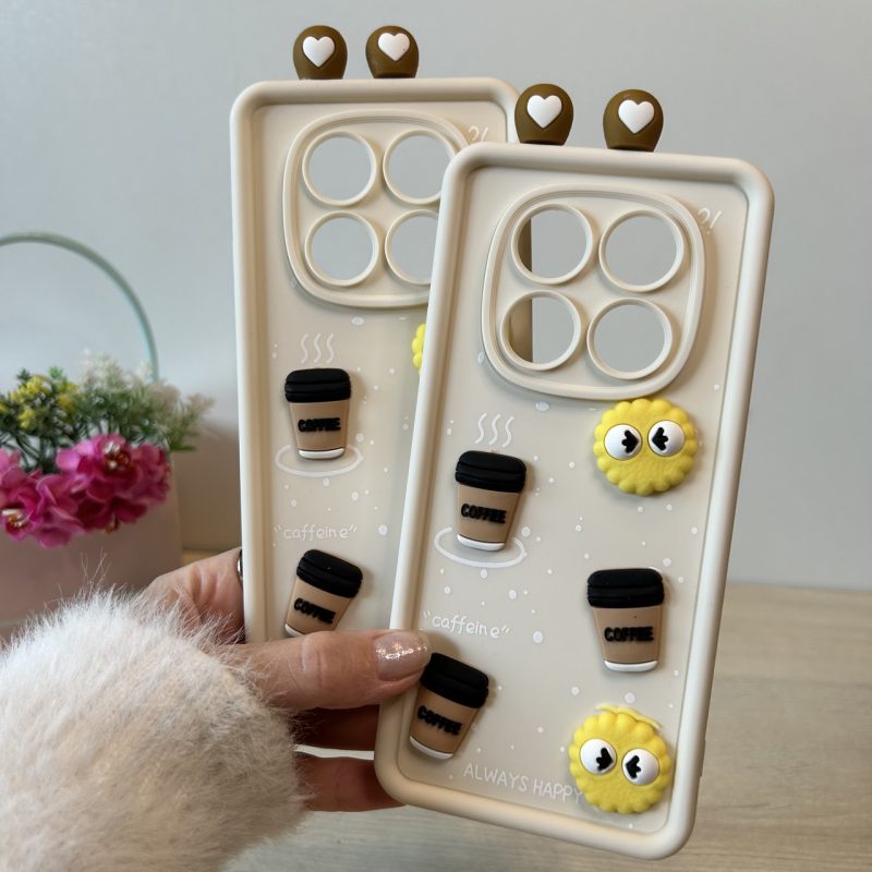 Чохол на xiaomi redmi Note 14 pro 5g силіконовий дитячий з 3-D наклейками та вушками TPU Toys Case (білий)