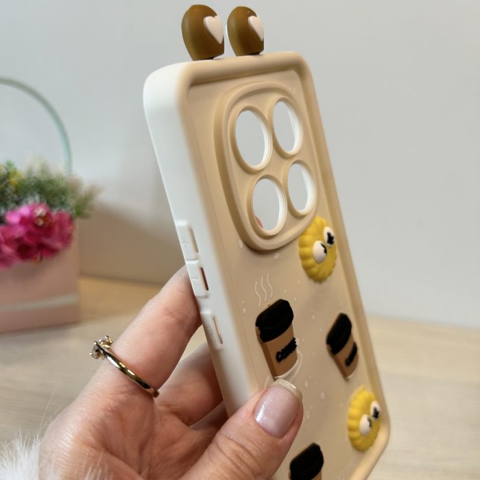 Чехол для xiaomi redmi Note 14 pro 4g силиконовый с 3d наклейками и ушками Silicone Cover (белый) - Зображення 5