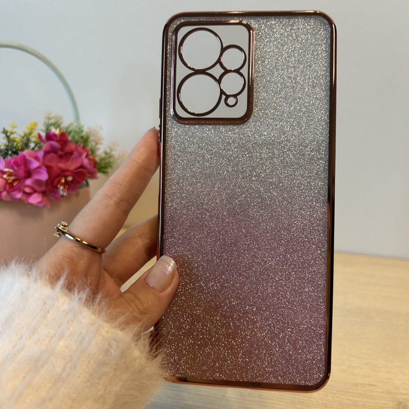 Чохол на xiaomi redmi Note 12 4g силіконова жіноча накладка блискучий градієнт рожевий