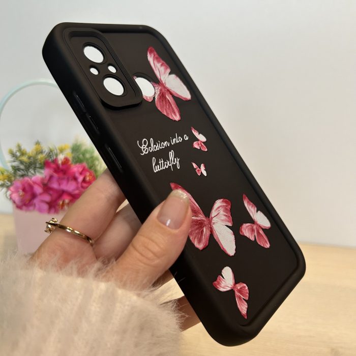 Чохол для xiaomi redmi 12c силіконовий з малюнком TPU Pictures Case чорний з метеликами - Зображення 6