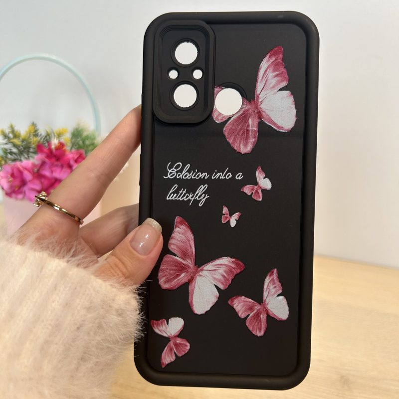 Чохол для xiaomi redmi 12c силіконовий з малюнком TPU Pictures Case чорний з метеликами