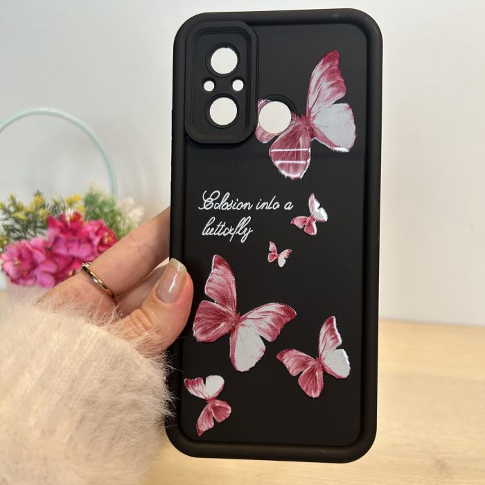 Чохол для xiaomi redmi 12c силіконовий з малюнком TPU Pictures Case чорний з метеликами - Зображення 3