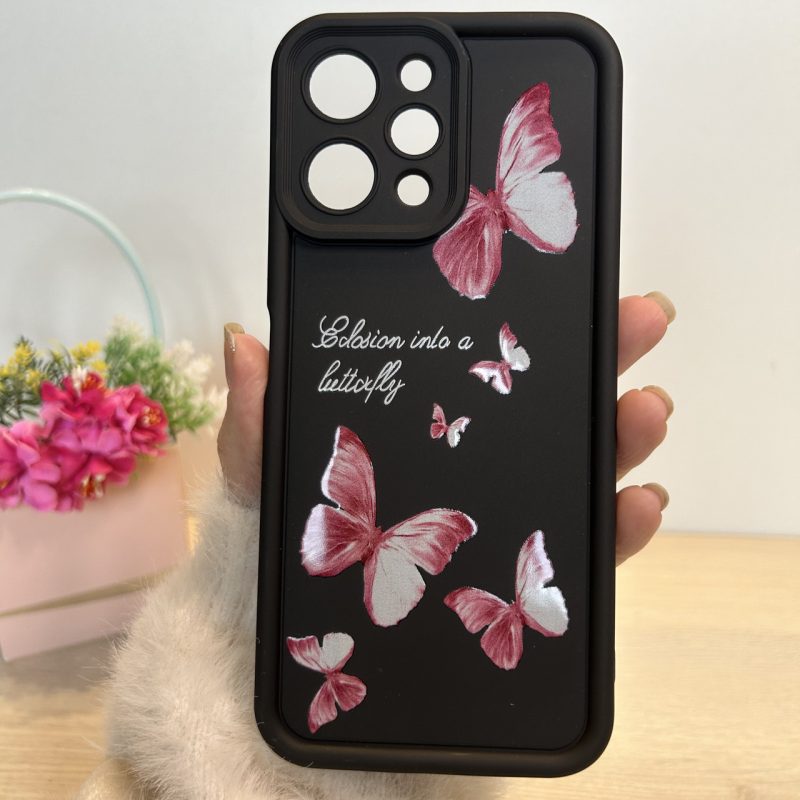 Чохол для xiaomi redmi 12 силіконовий з малюнком TPU Pictures Case чорний з метеликами