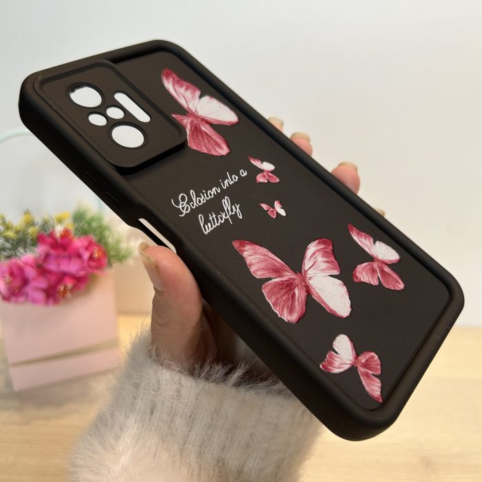 Чохол на xiaomi redmi Note 10 pro силіконовий з малюнком TPU Pictures Case чорний з метеликами - Зображення 4